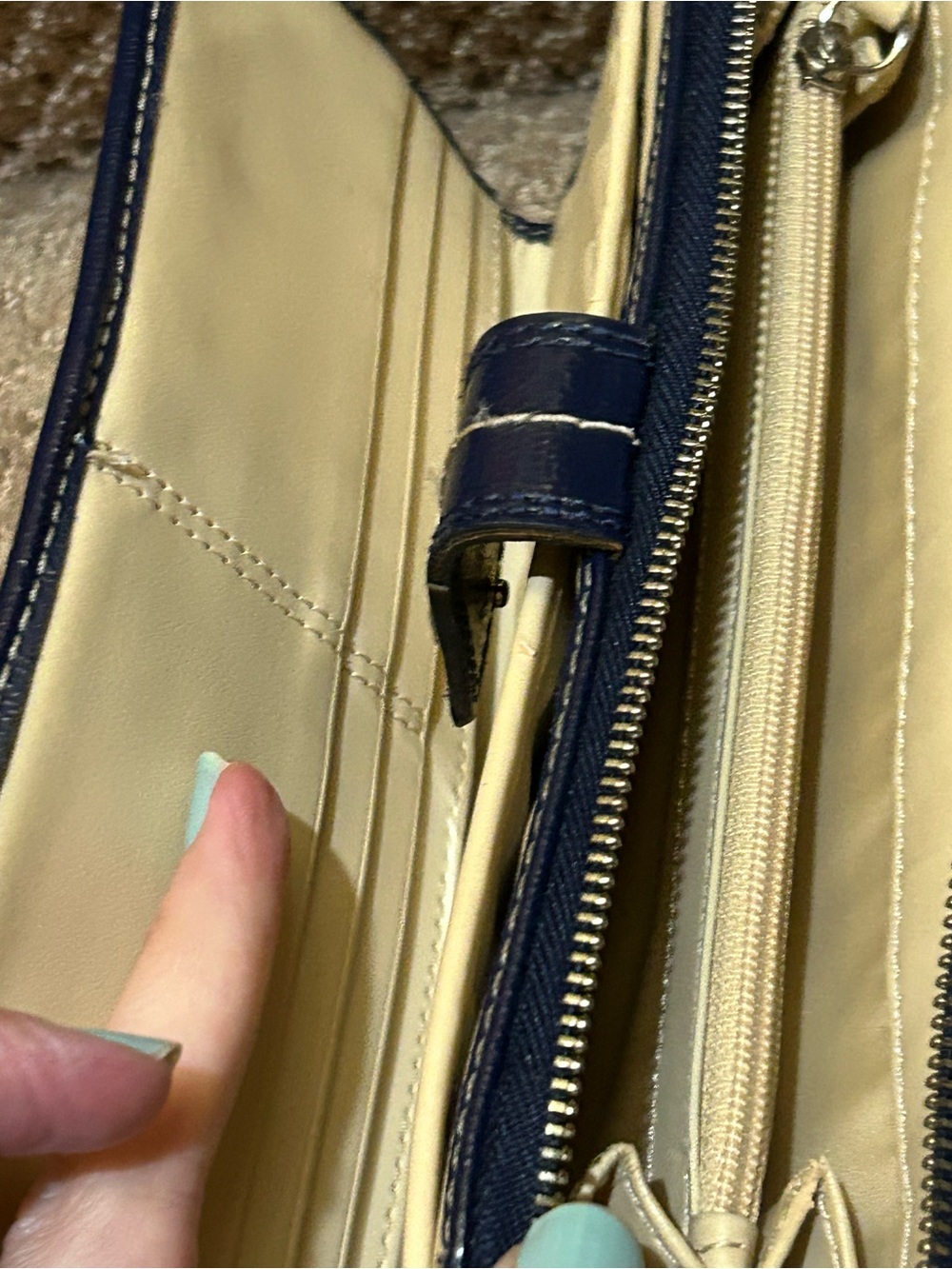 Coach Navy Orange White C Signature Zip Wallet. Like New. License window coin - Picture 8 of 8